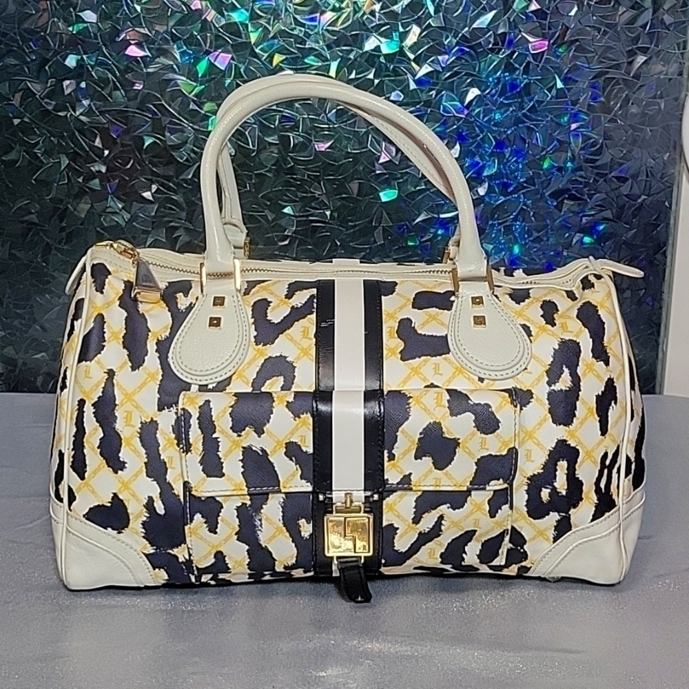 L.A.M.B Gwen Stefani Y2K Vintage Leopard Samburu Speedy Duffle Bag XL Purse